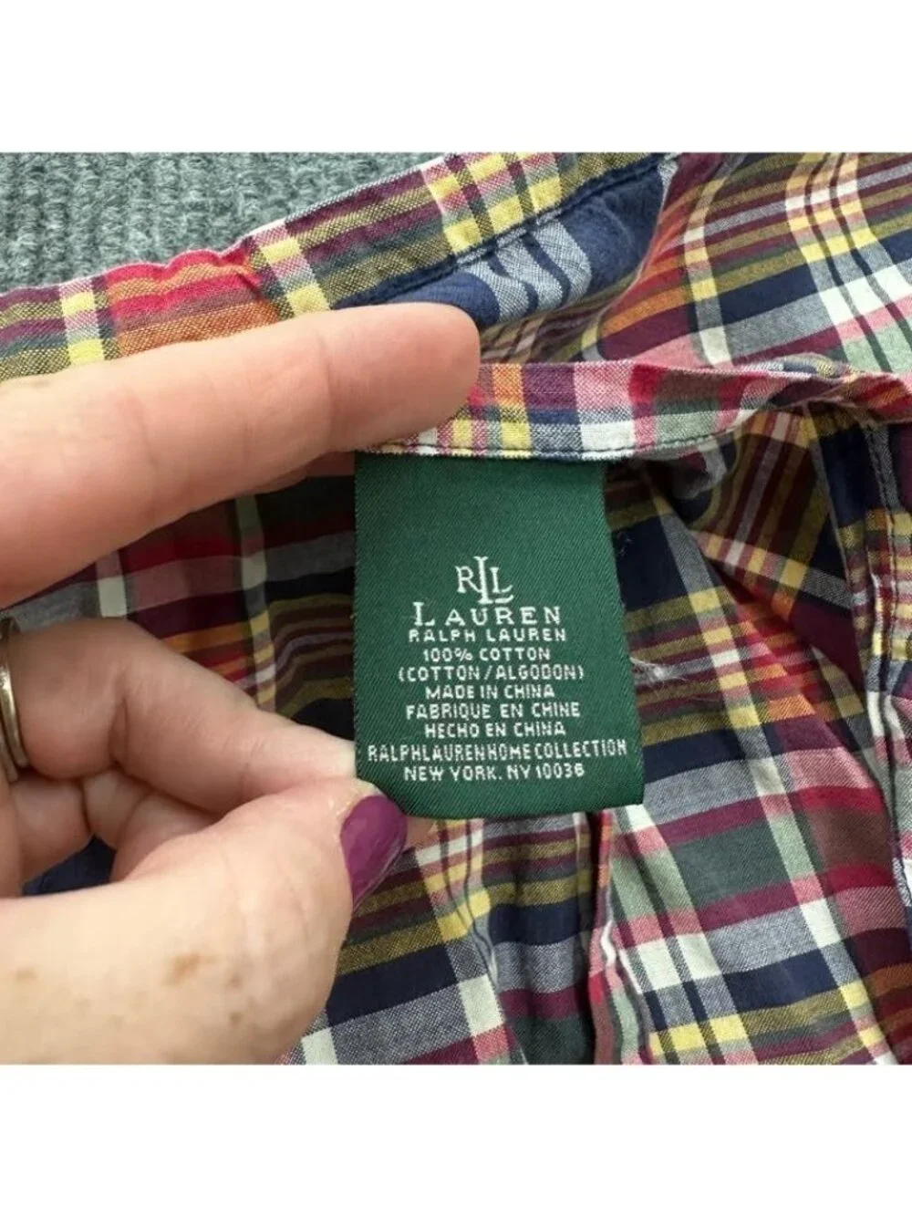 Lauren Ralph Lauren Kennebunkport 100% Cotton Madras Plaid Pillow Euro Sham Case